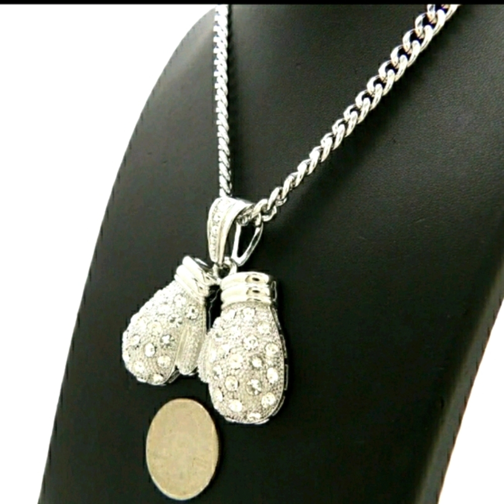 White gold boxing gloves Cuban chain